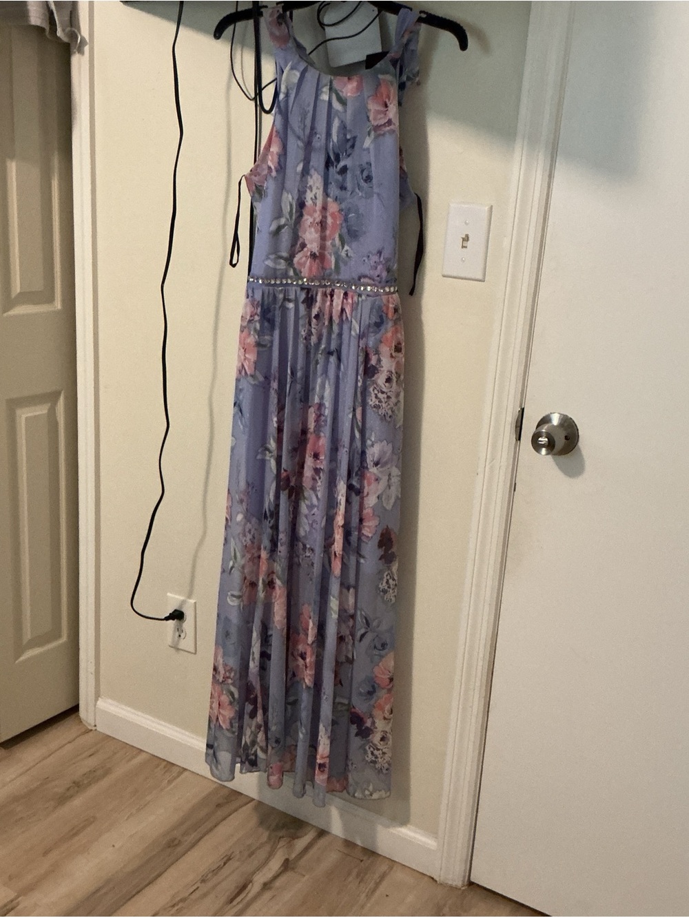 Lavender Floral Maxi Dress with Pink Accents